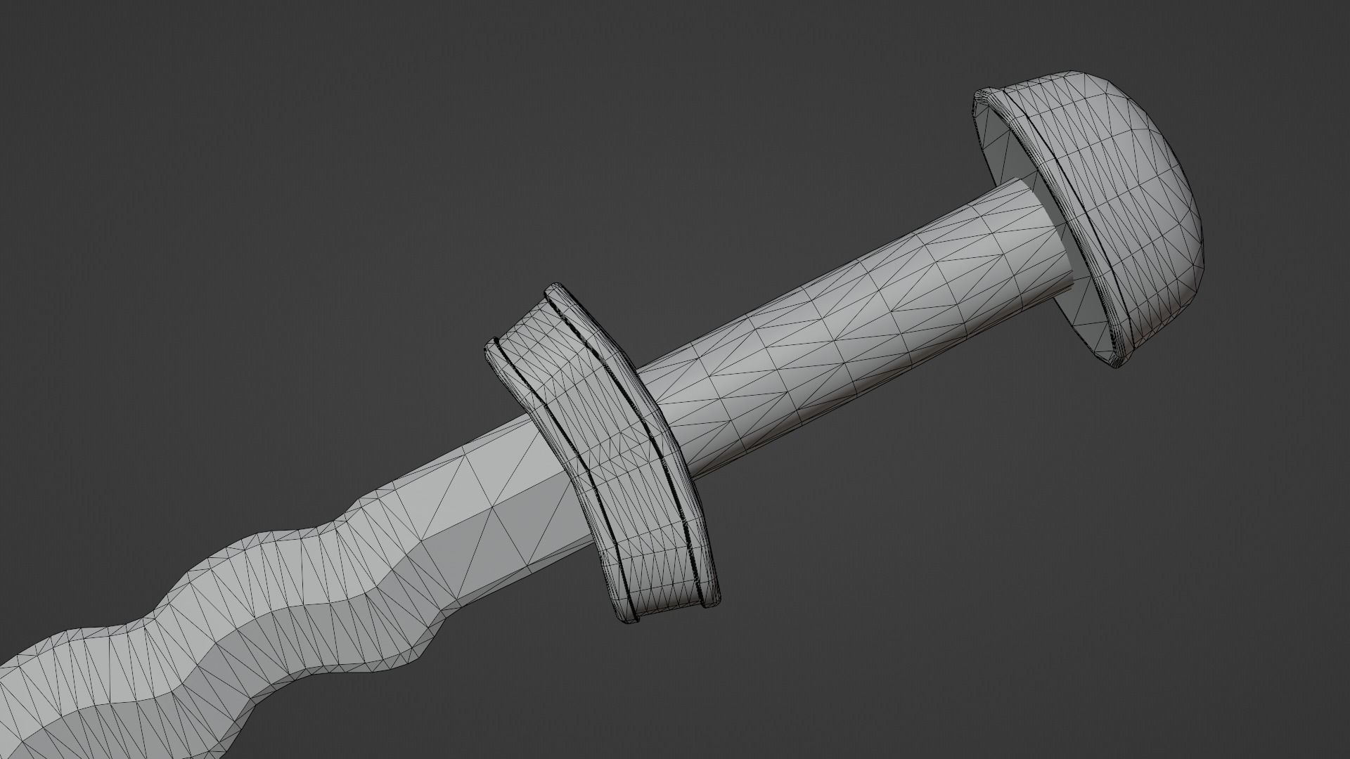 Flamberge sword with Langsax handle Low-poly 3D model_13