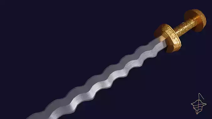 Flamberge sword with Langsax handle