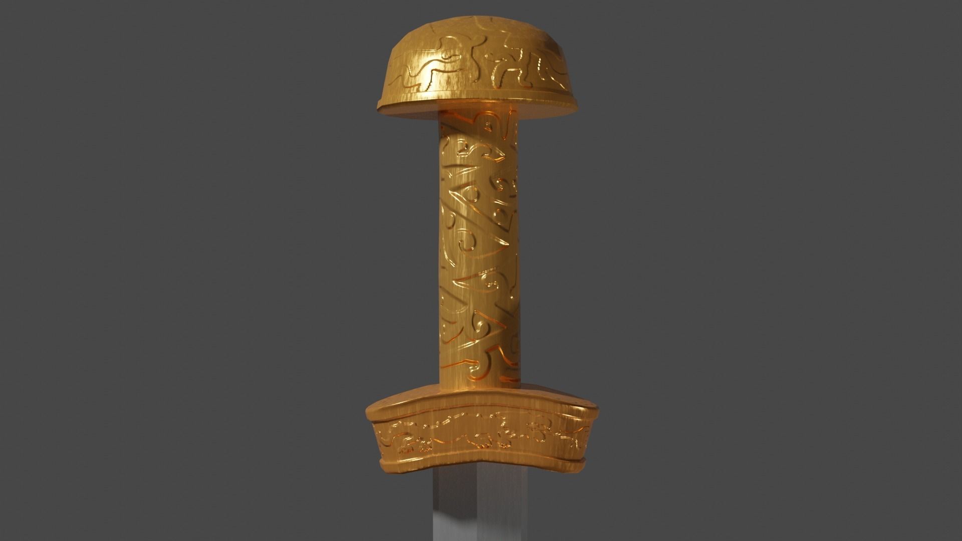 Flamberge sword with Langsax handle Low-poly 3D model_8