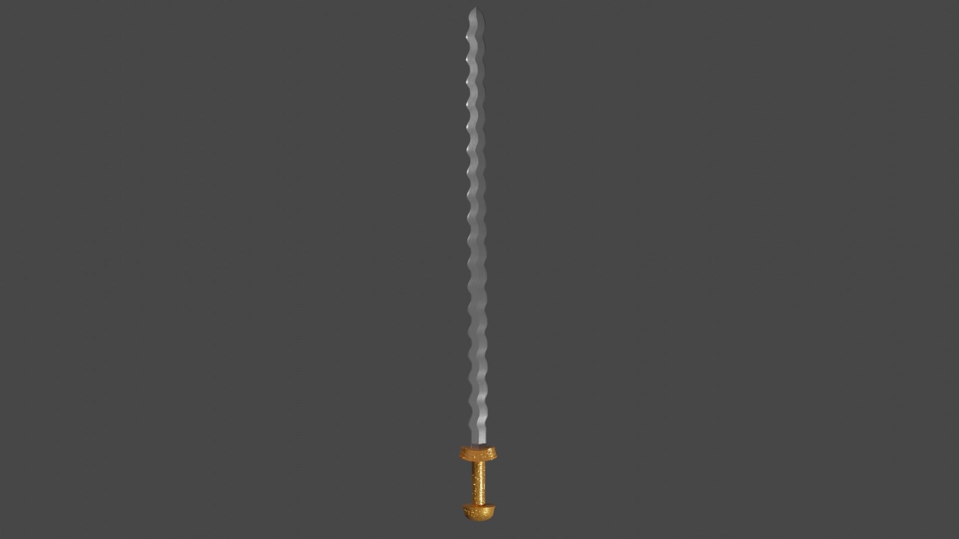 Flamberge sword with Langsax handle Low-poly 3D model_6