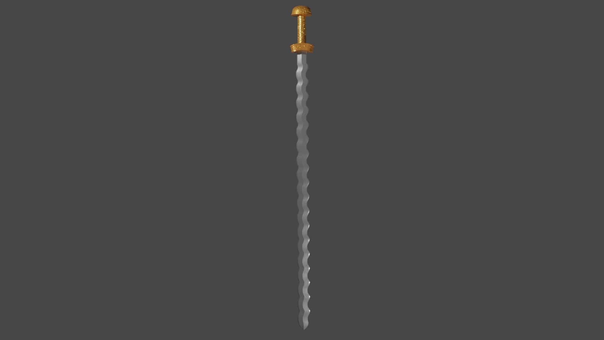 Flamberge sword with Langsax handle Low-poly 3D model_7