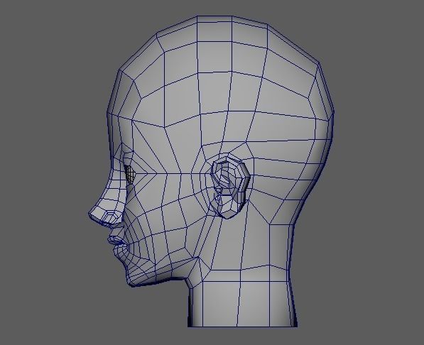 low poly female head Low-poly 3D model_1