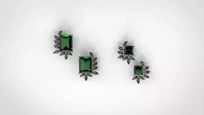 2 DIFFIRENT SIZE EARRING EMERALD STONES 