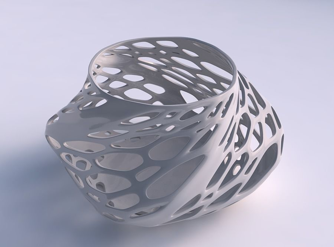 Bowl twisted elipsewith organic lattice with solid sides