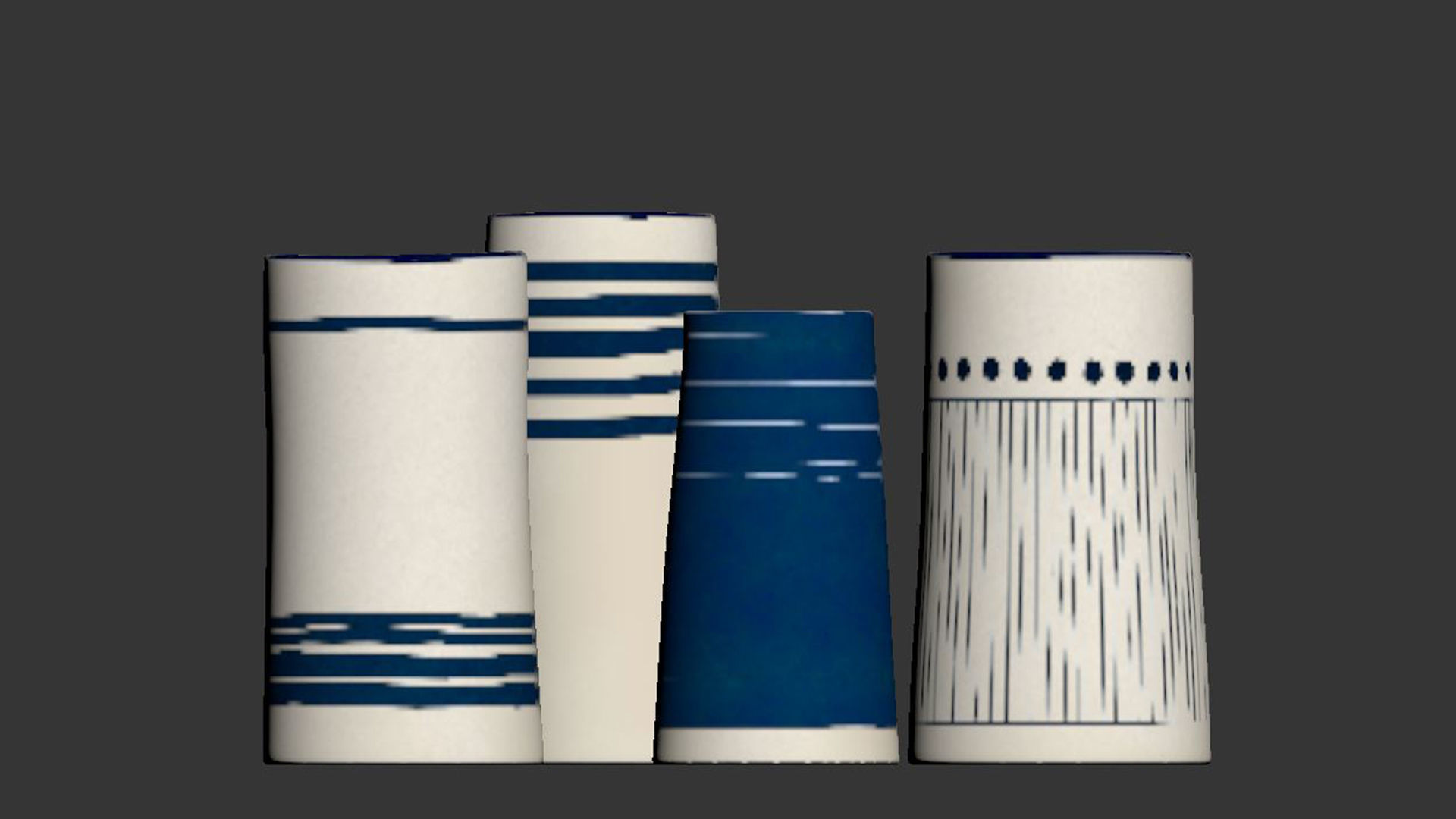 Handmade Decorated Indigo Ceramic Vase Blue 3D model_3