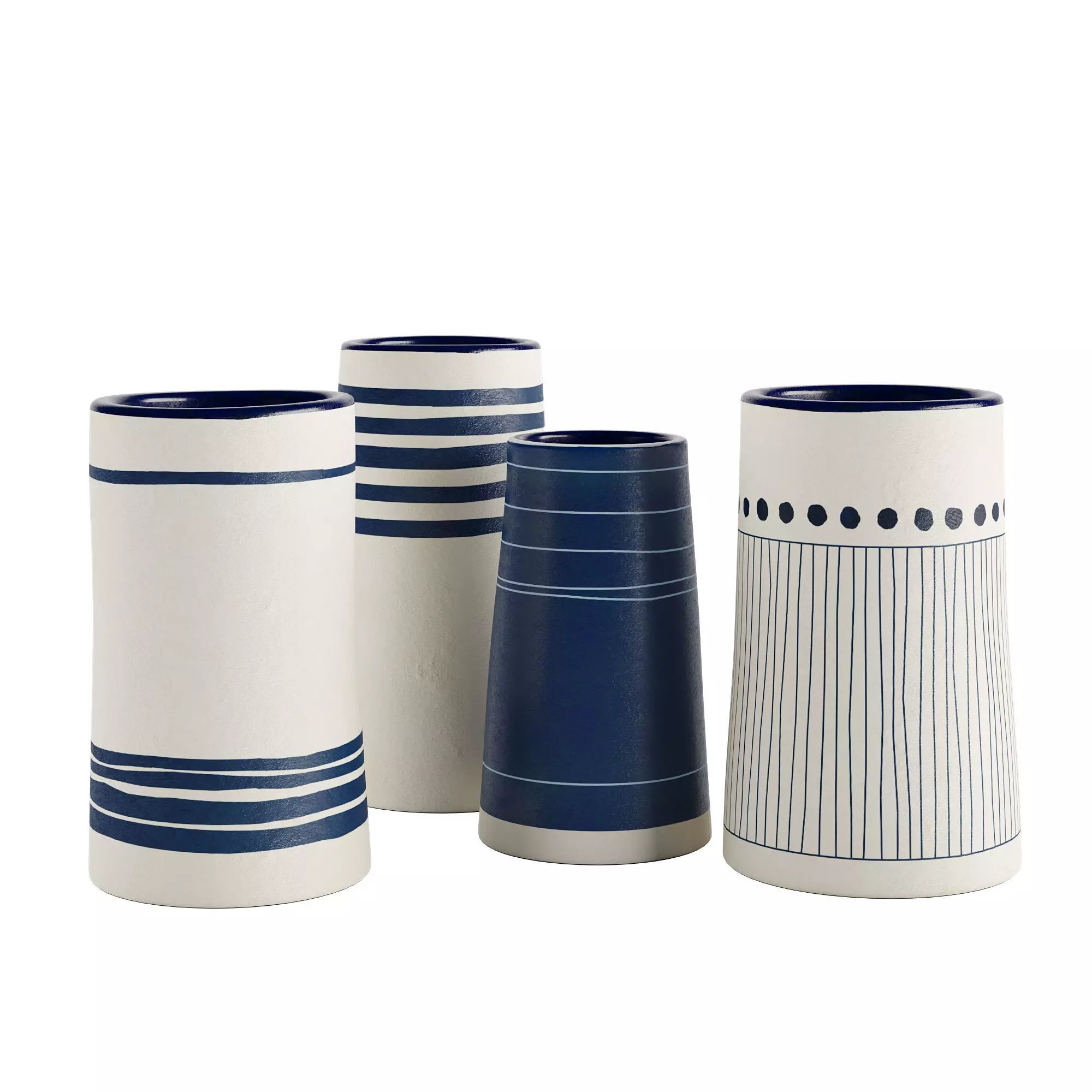 Handmade Decorated Indigo Ceramic Vase Blue 3D model_0