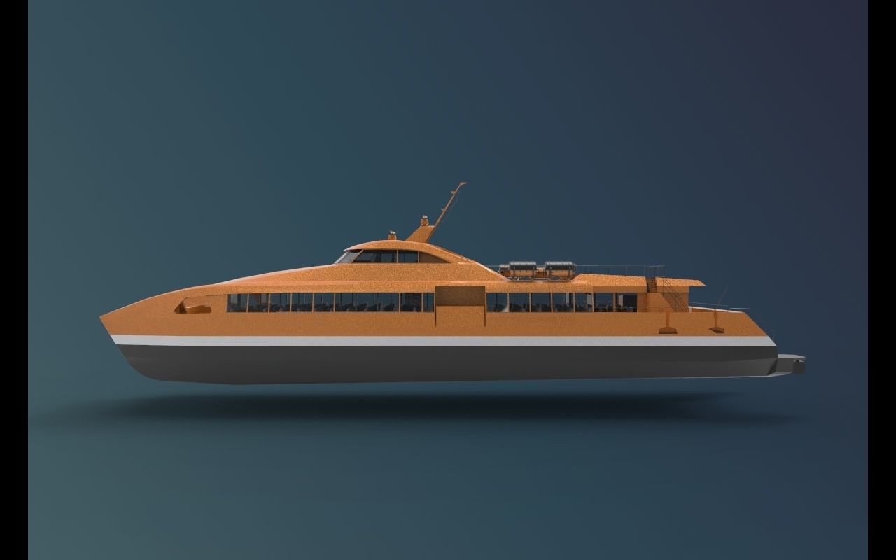 Ferry Roro Ship Catamaran Hull Low-poly 3D model_7