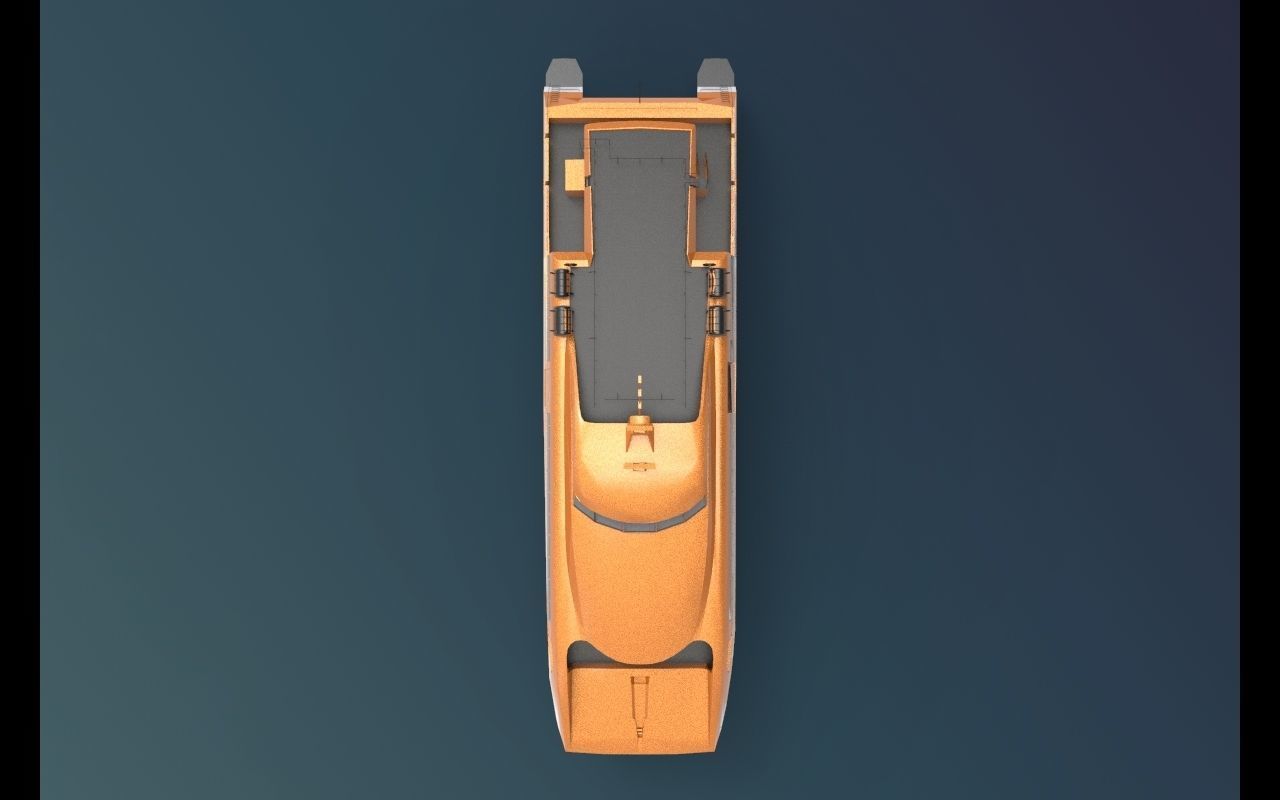 Ferry Roro Ship Catamaran Hull Low-poly 3D model_8