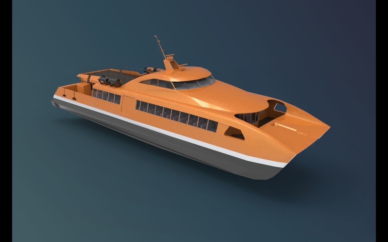 Ferry Roro Ship Catamaran Hull Low-poly 3D model_3
