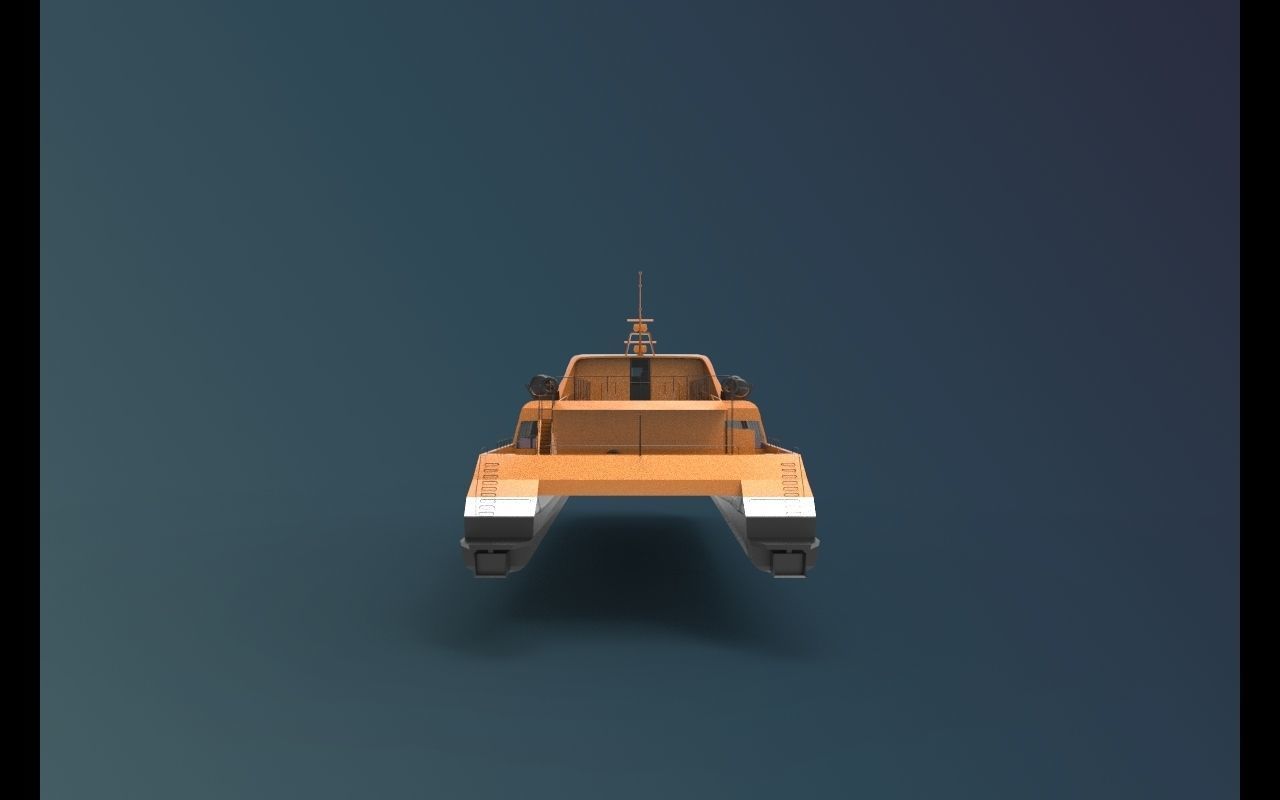 Ferry Roro Ship Catamaran Hull Low-poly 3D model_5