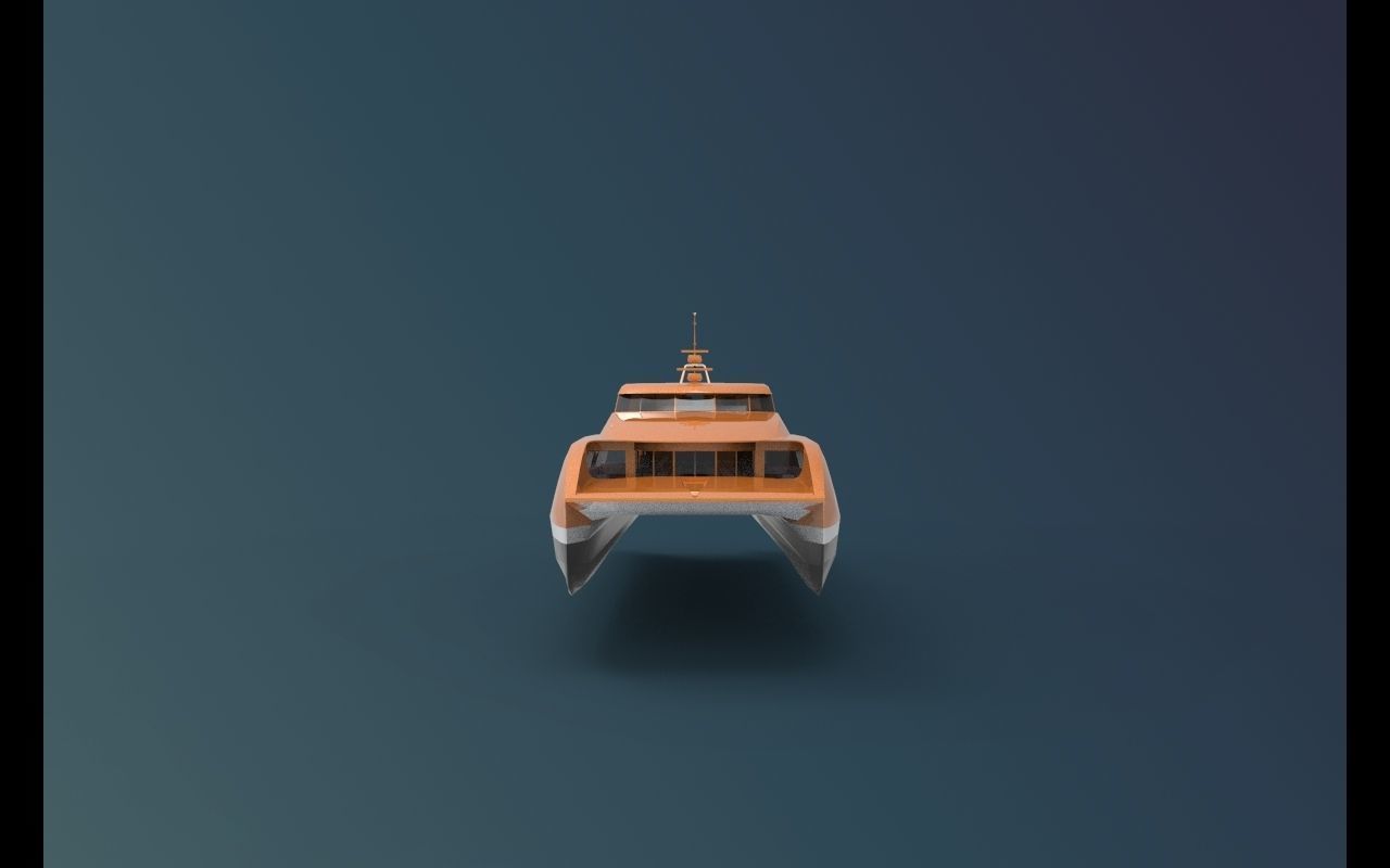 Ferry Roro Ship Catamaran Hull Low-poly 3D model_4