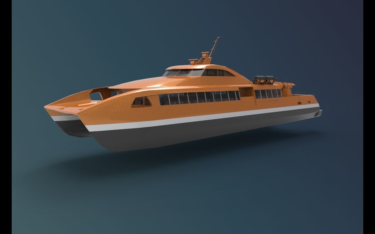 Ferry Roro Ship Catamaran Hull Low-poly 3D model_1