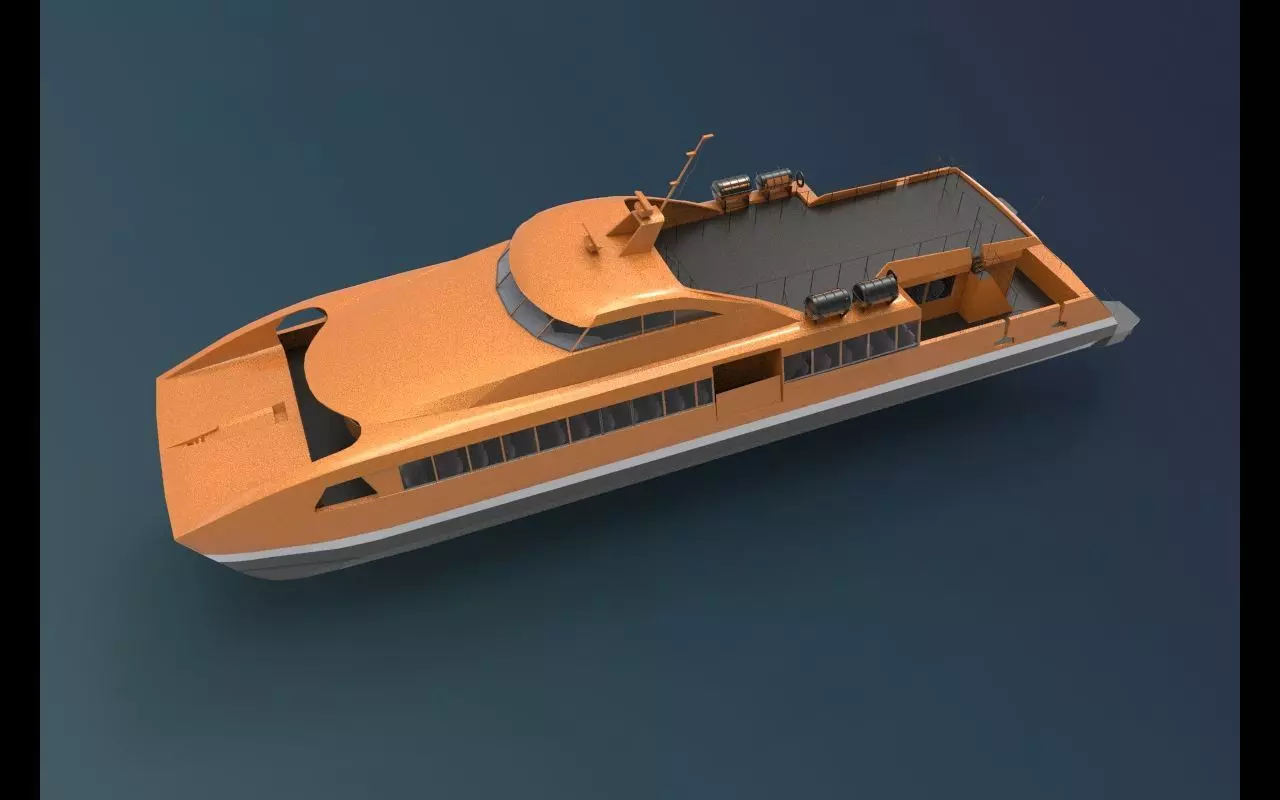 Ferry Roro Ship Catamaran Hull Low-poly 3D model_0