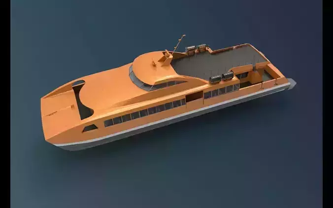 Ferry Roro Ship Catamaran Hull Low-poly 3D model