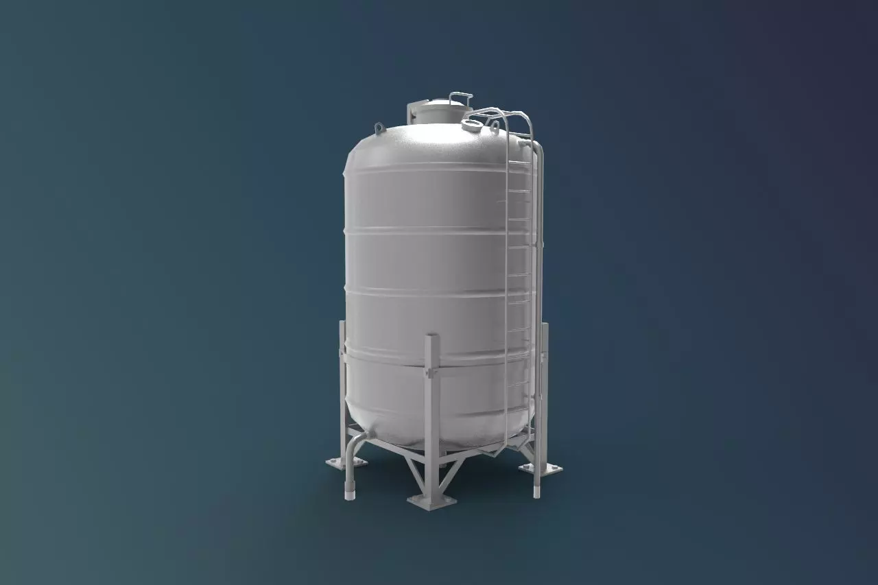 Industrial Water Tank Low-poly 3D model_0