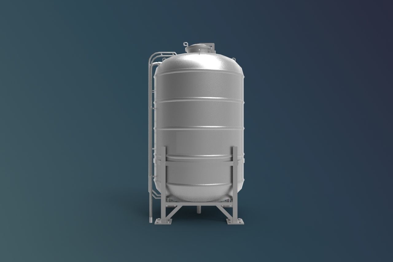 Industrial Water Tank Low-poly 3D model_5