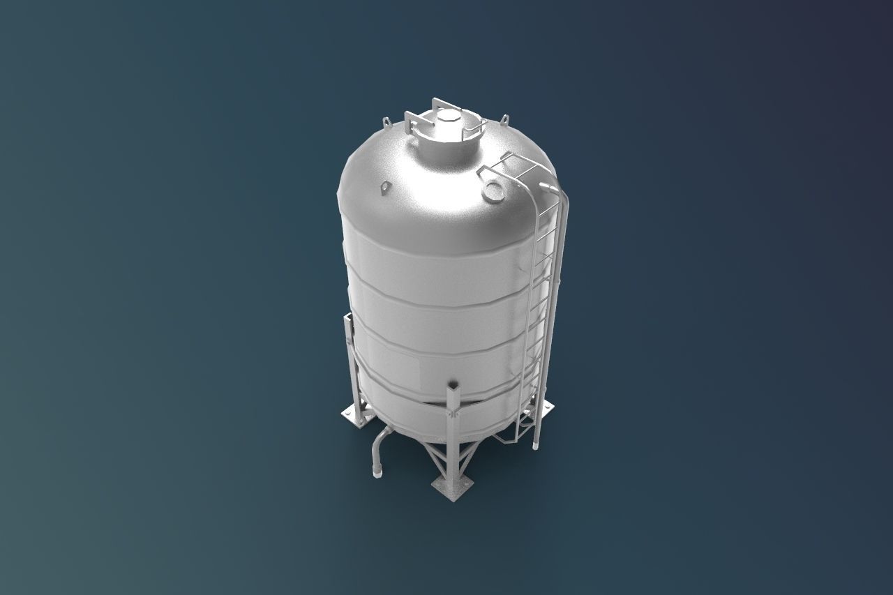 Industrial Water Tank Low-poly 3D model_1