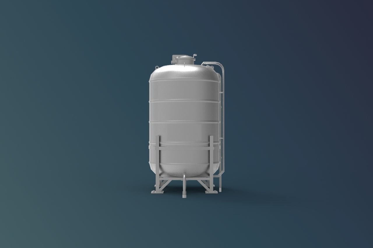 Industrial Water Tank Low-poly 3D model_2