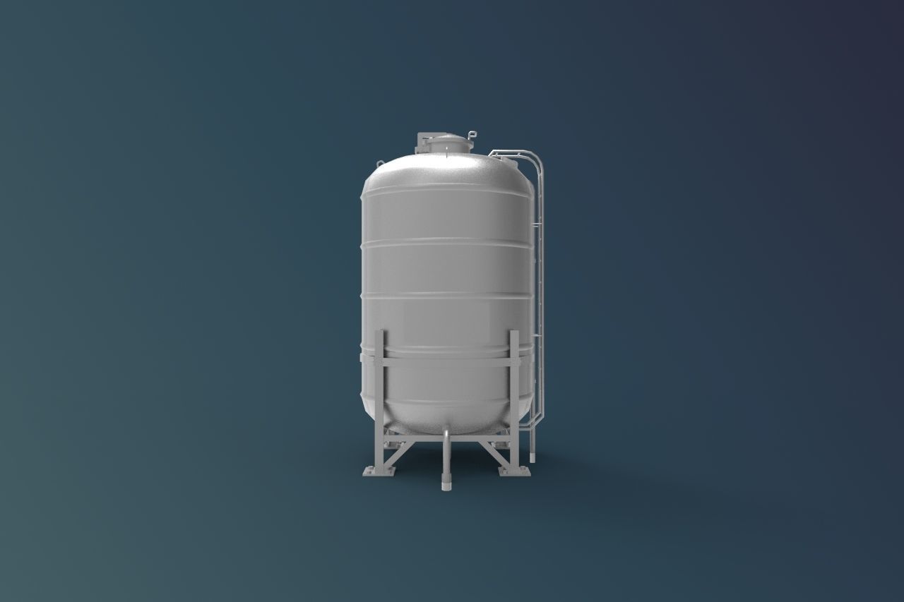 Industrial Water Tank Low-poly 3D model_3