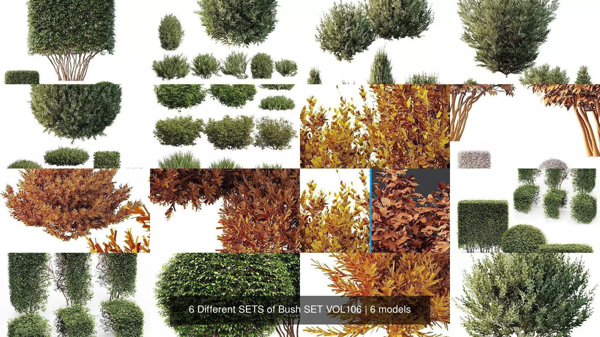 6 Different SETS of Bush SET VOL106 3D Model Collection_1