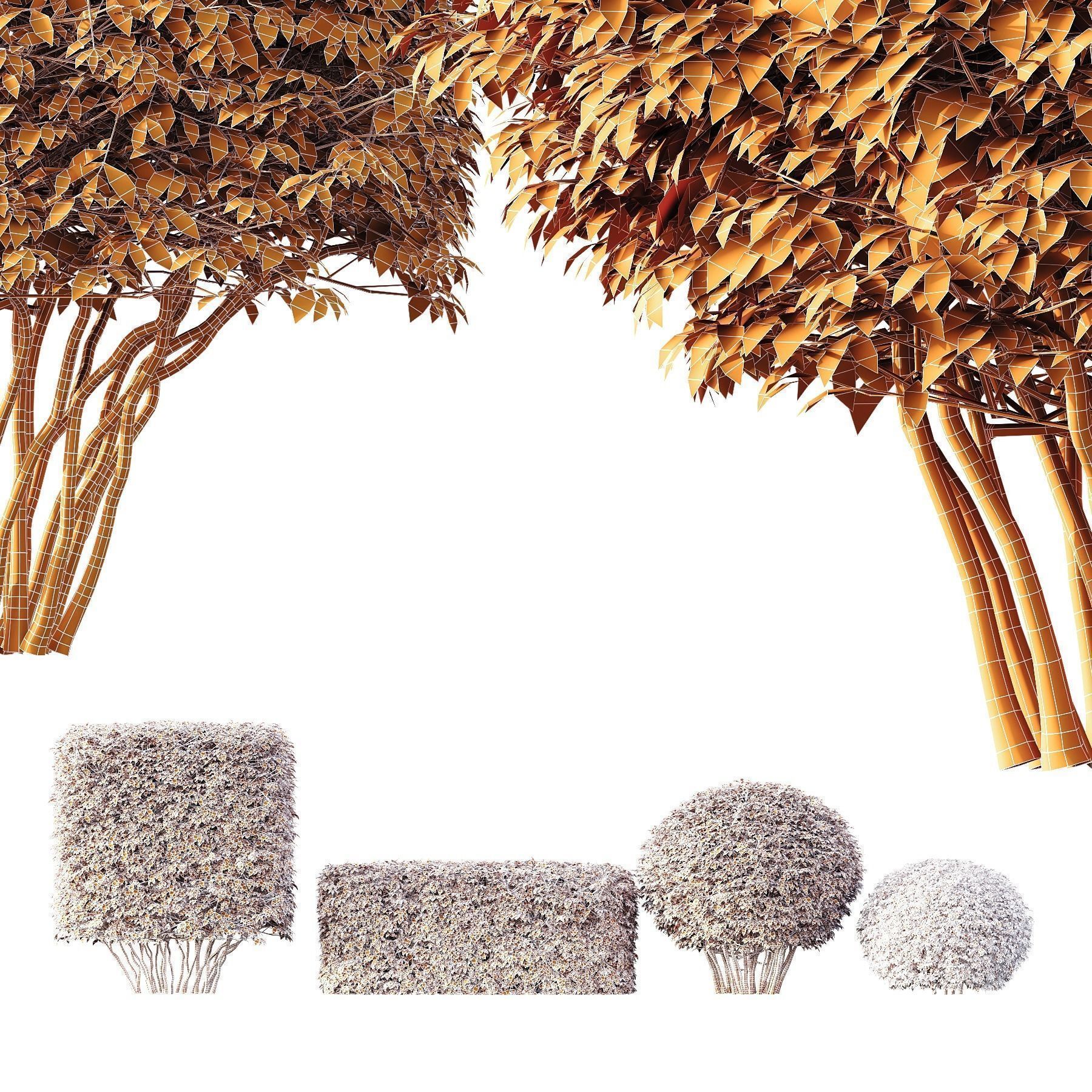 6 Different SETS of Bush SET VOL106 3D Model Collection_29