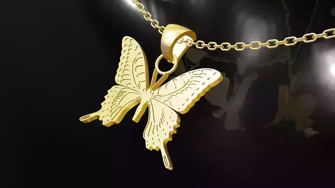 Butterfly pendant jewelry gold necklace medallion