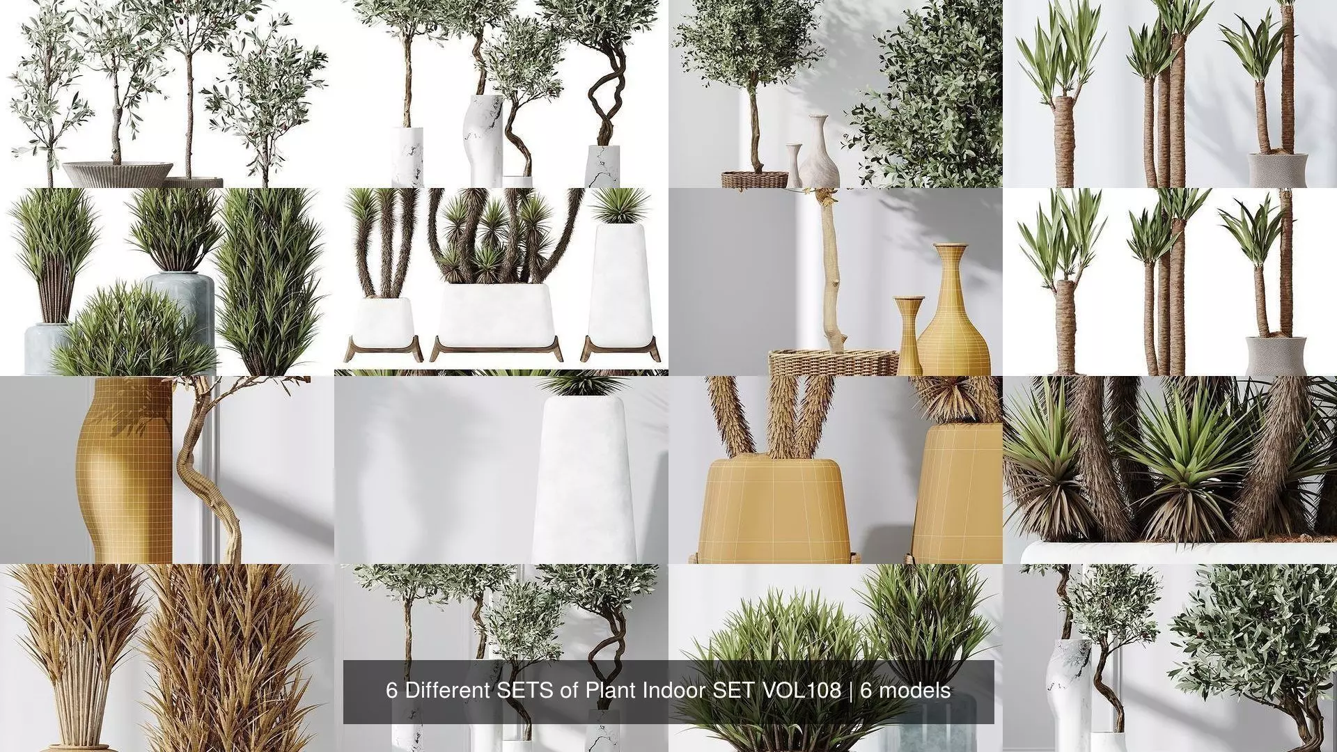 6 Different SETS of Plant Indoor SET VOL108 3D Model Collection_1