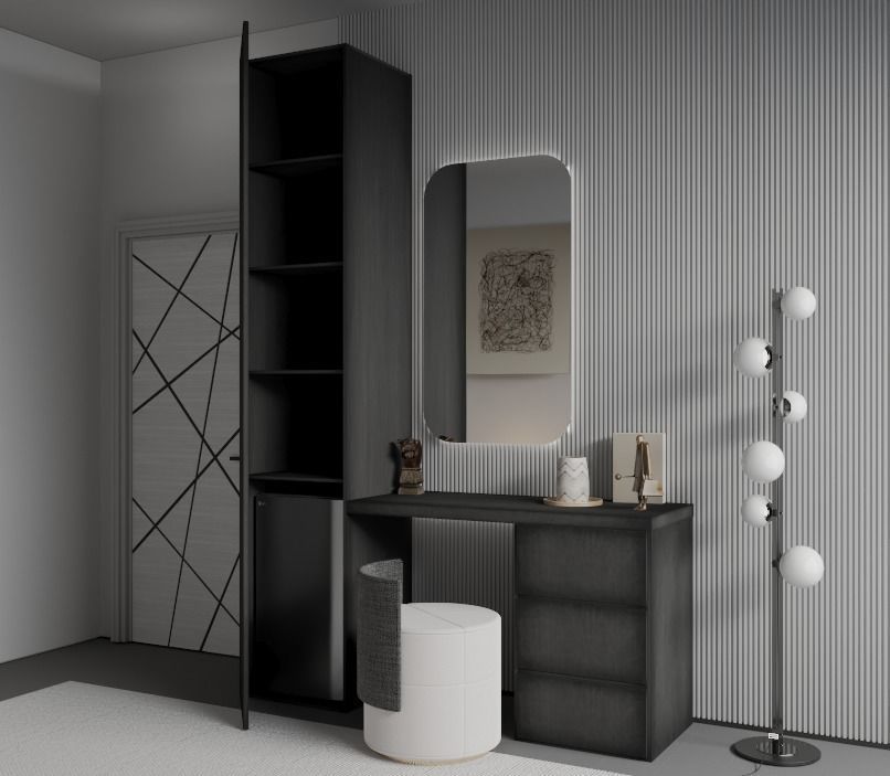 Bed room desk 3D model_2