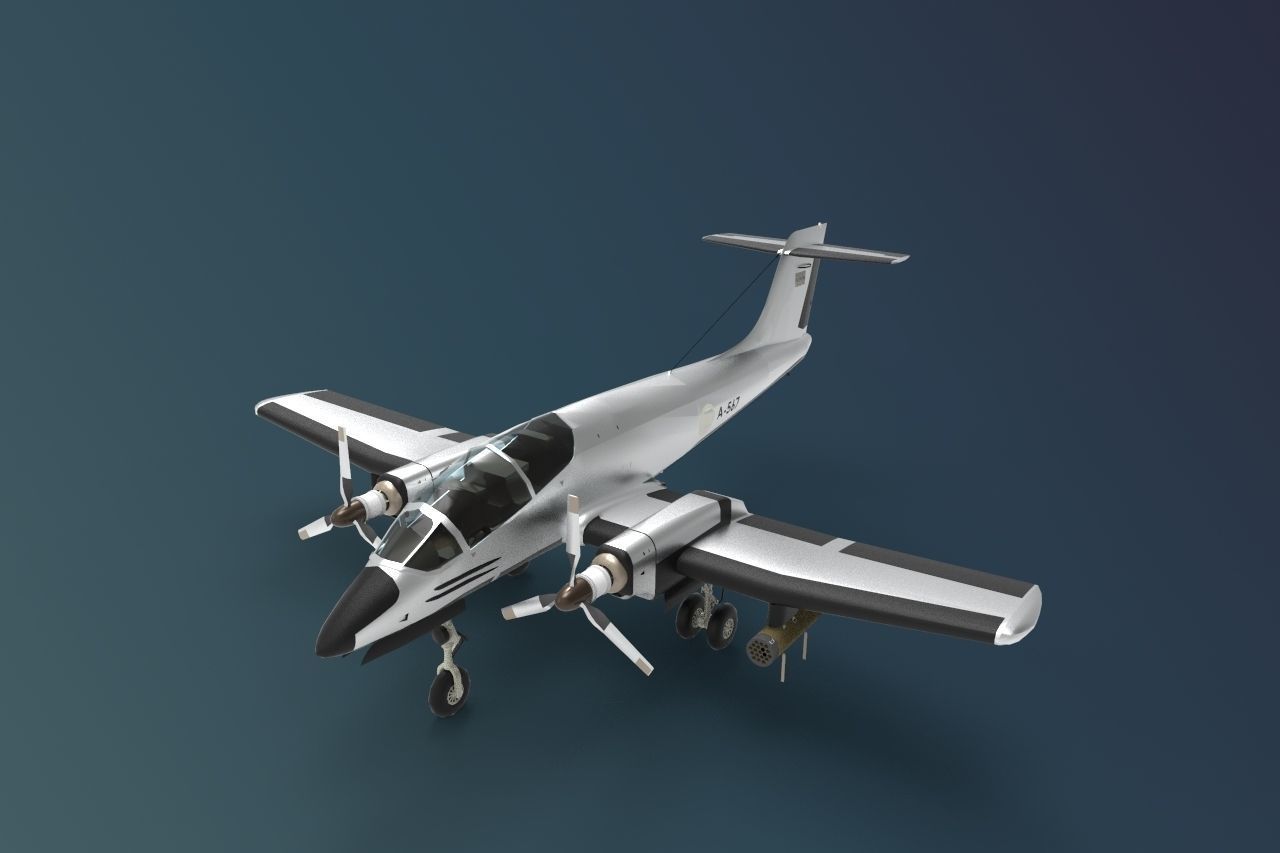 light attack aircraft FMA IA 58 Pucara 3D model_2