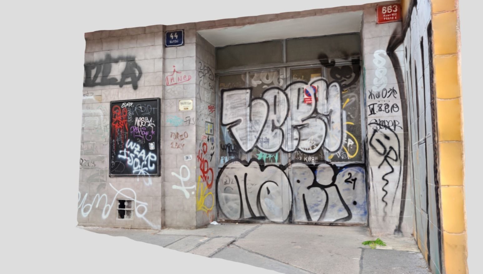 Street Corner House Entrance with Graffiti 3D model_5