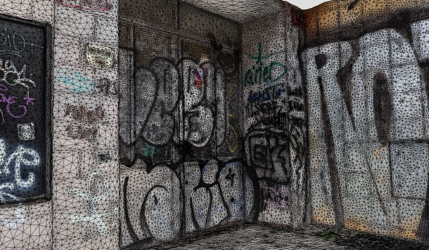 Street Corner House Entrance with Graffiti 3D model_2