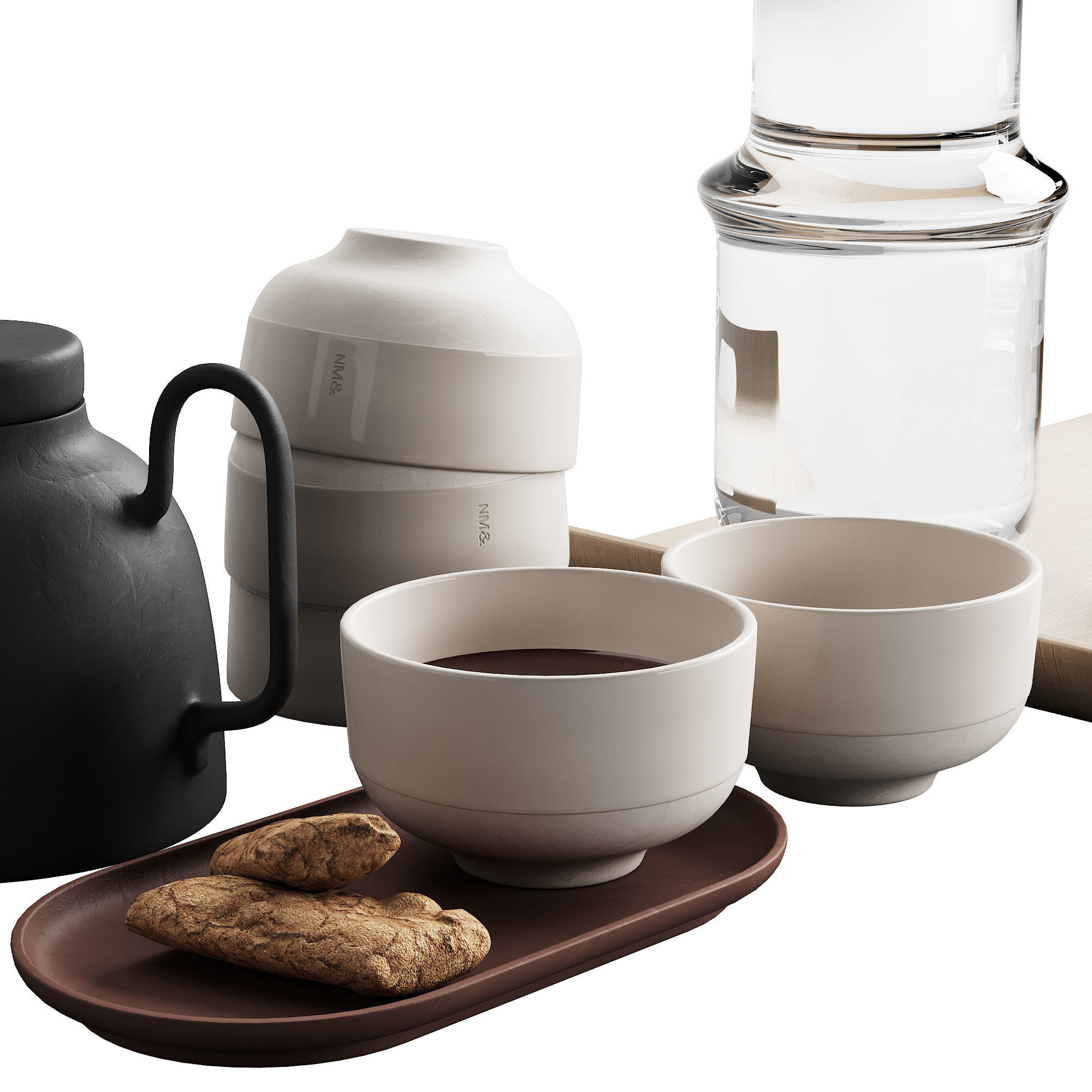 405 eat and drinks decor set 05 tea with cookies and water 3D model_2