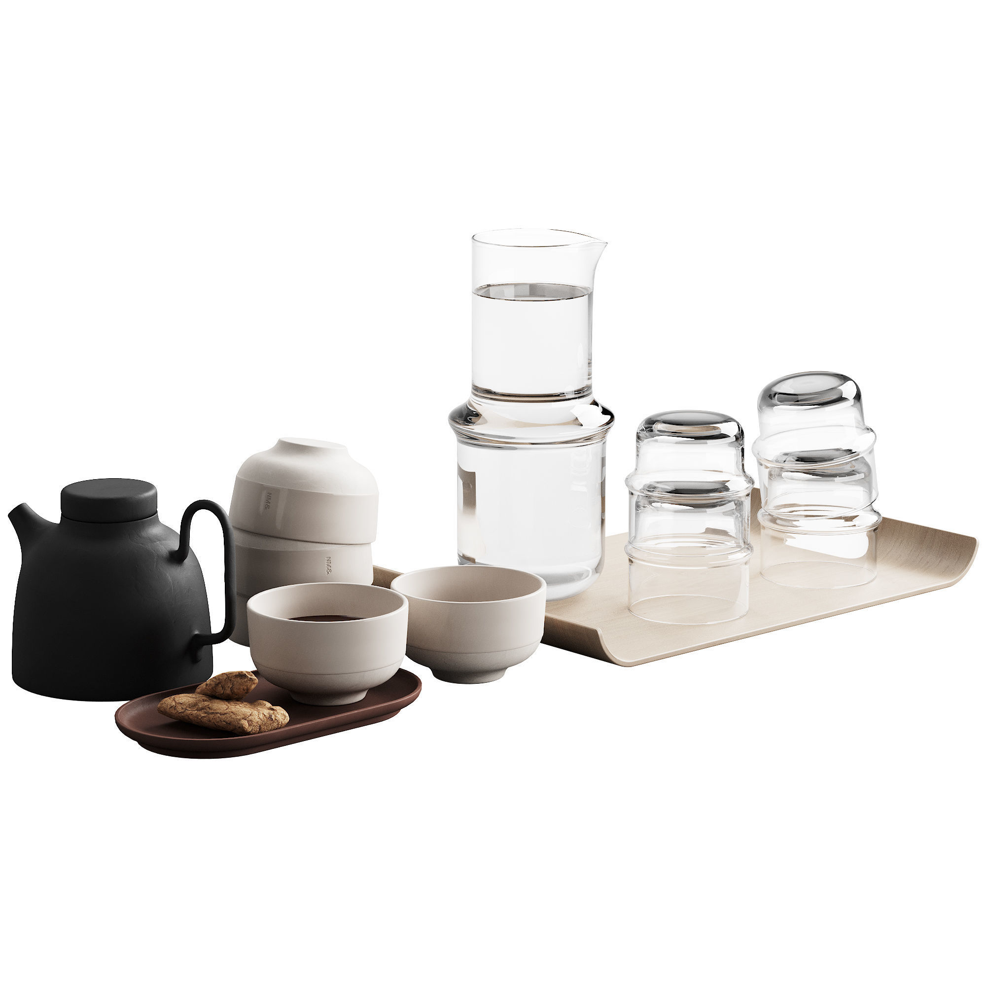 405 eat and drinks decor set 05 tea with cookies and water 3D model_3