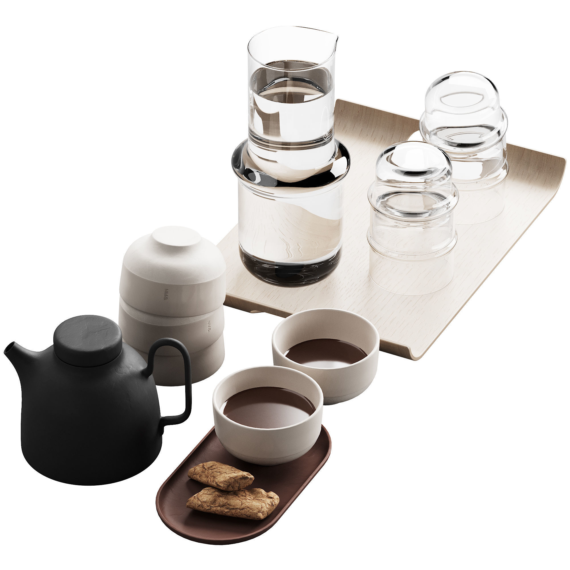 405 eat and drinks decor set 05 tea with cookies and water 3D model_10