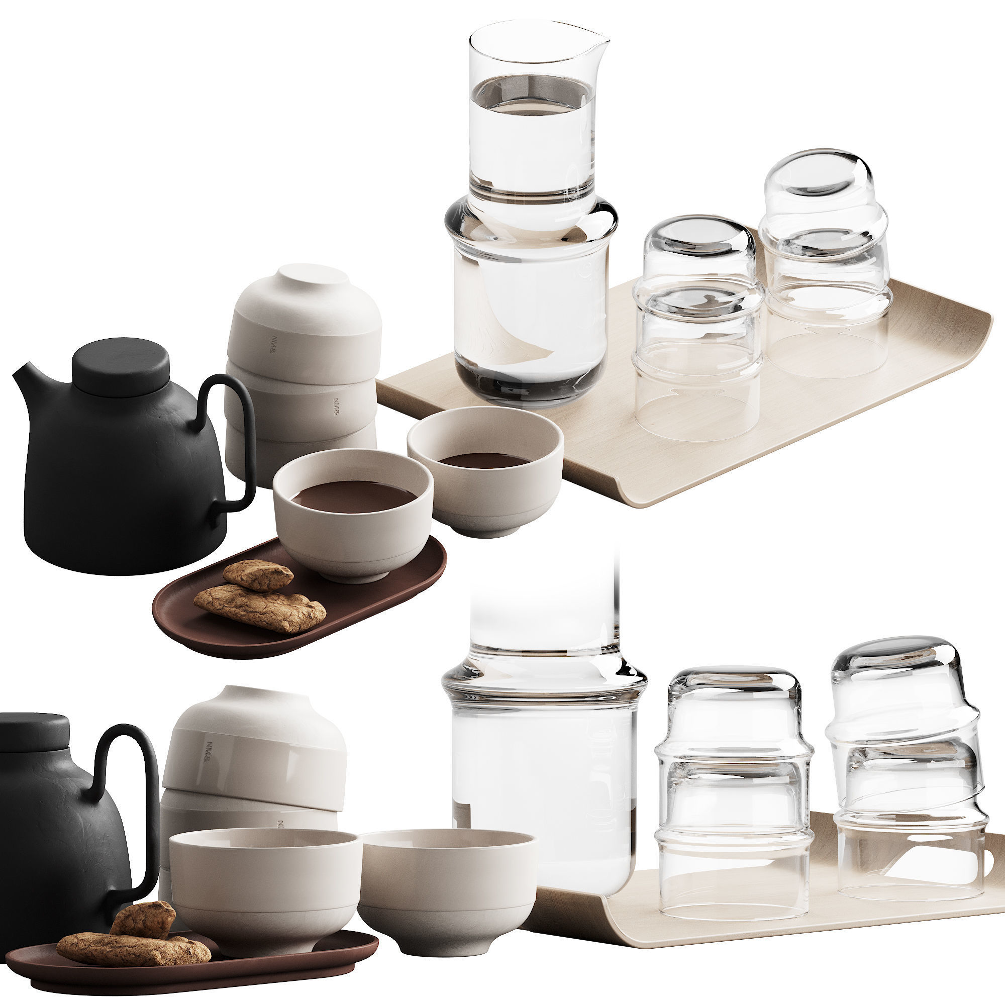 405 eat and drinks decor set 05 tea with cookies and water 3D model_5