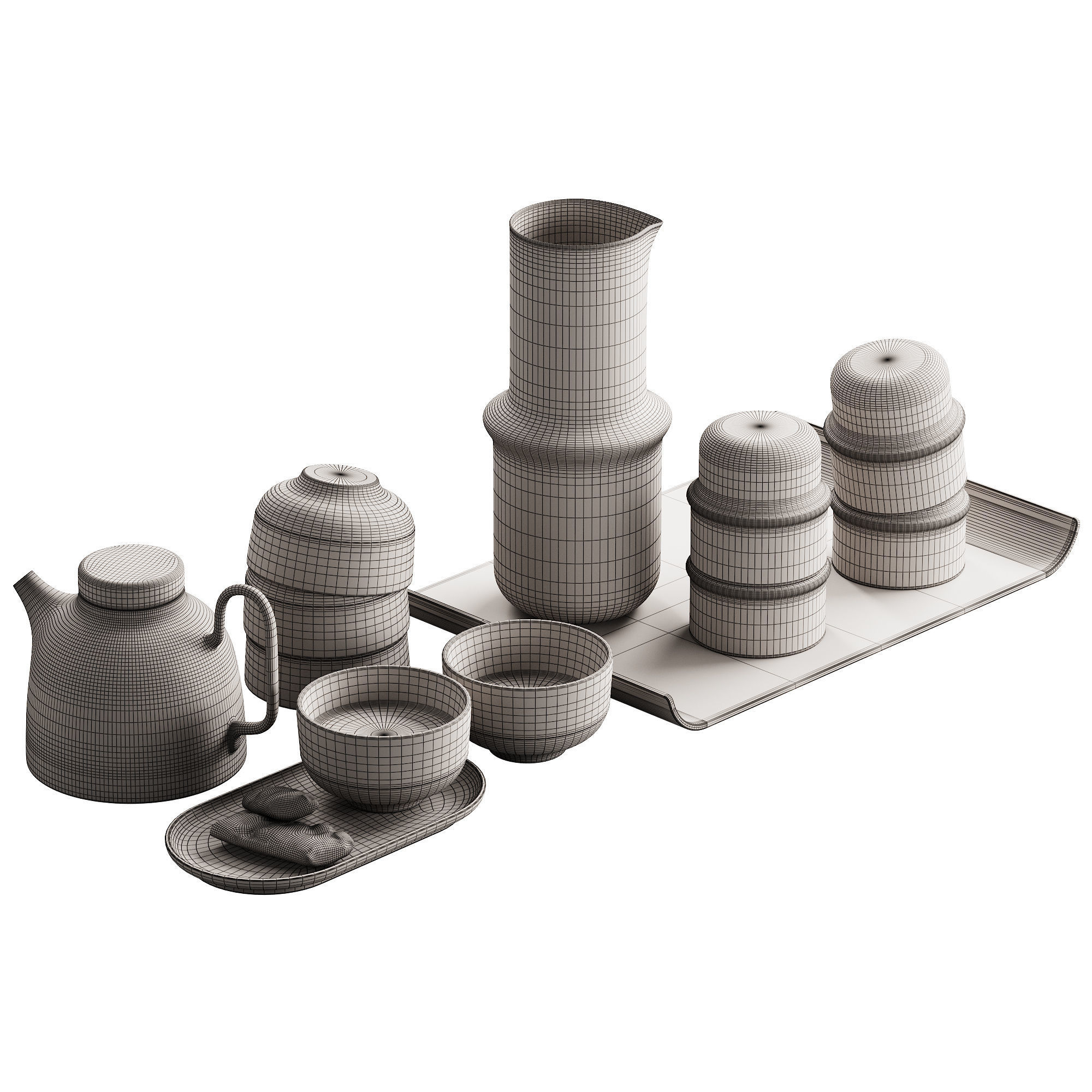 405 eat and drinks decor set 05 tea with cookies and water 3D model_11