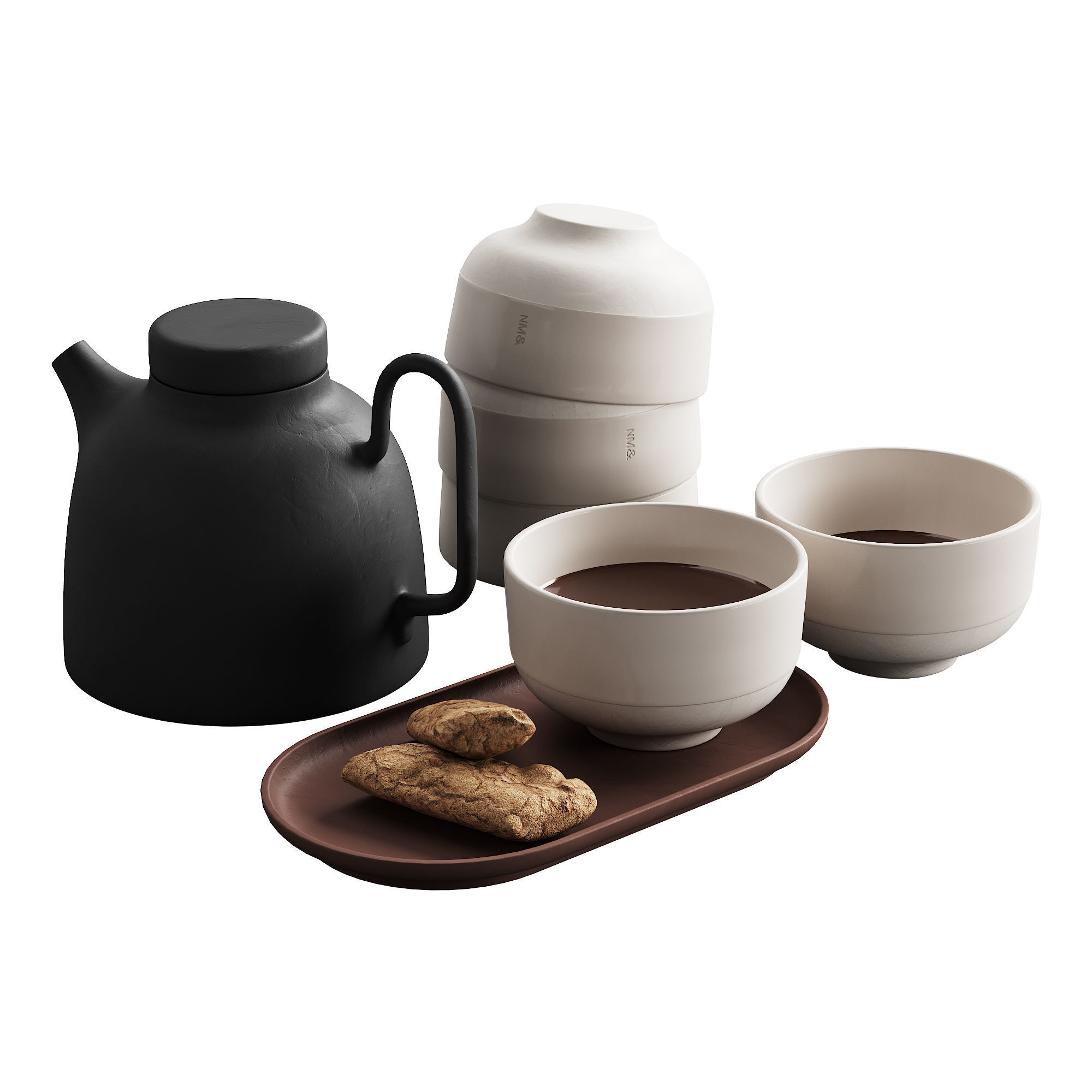 405 eat and drinks decor set 05 tea with cookies and water 3D model_8