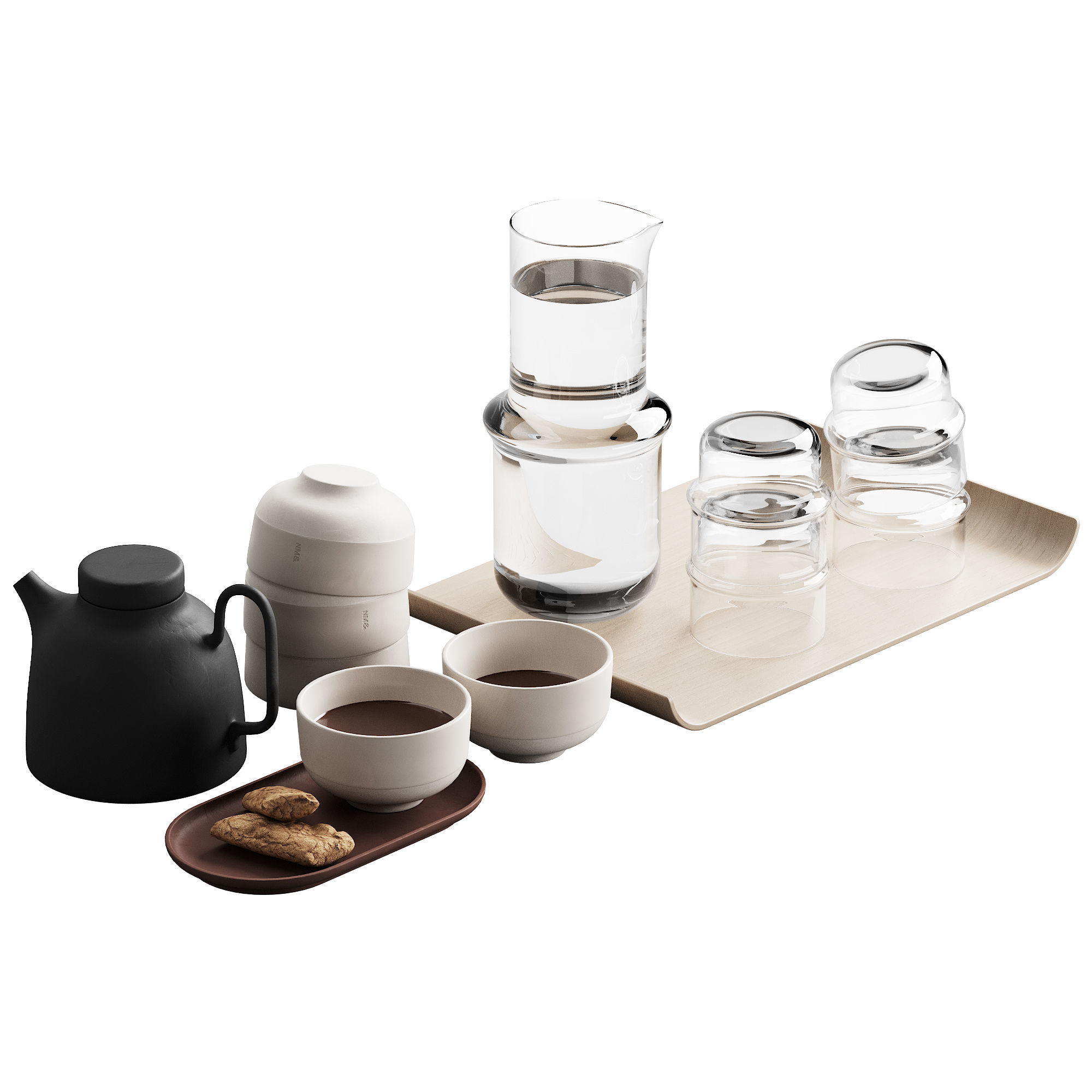 405 eat and drinks decor set 05 tea with cookies and water 3D model_4