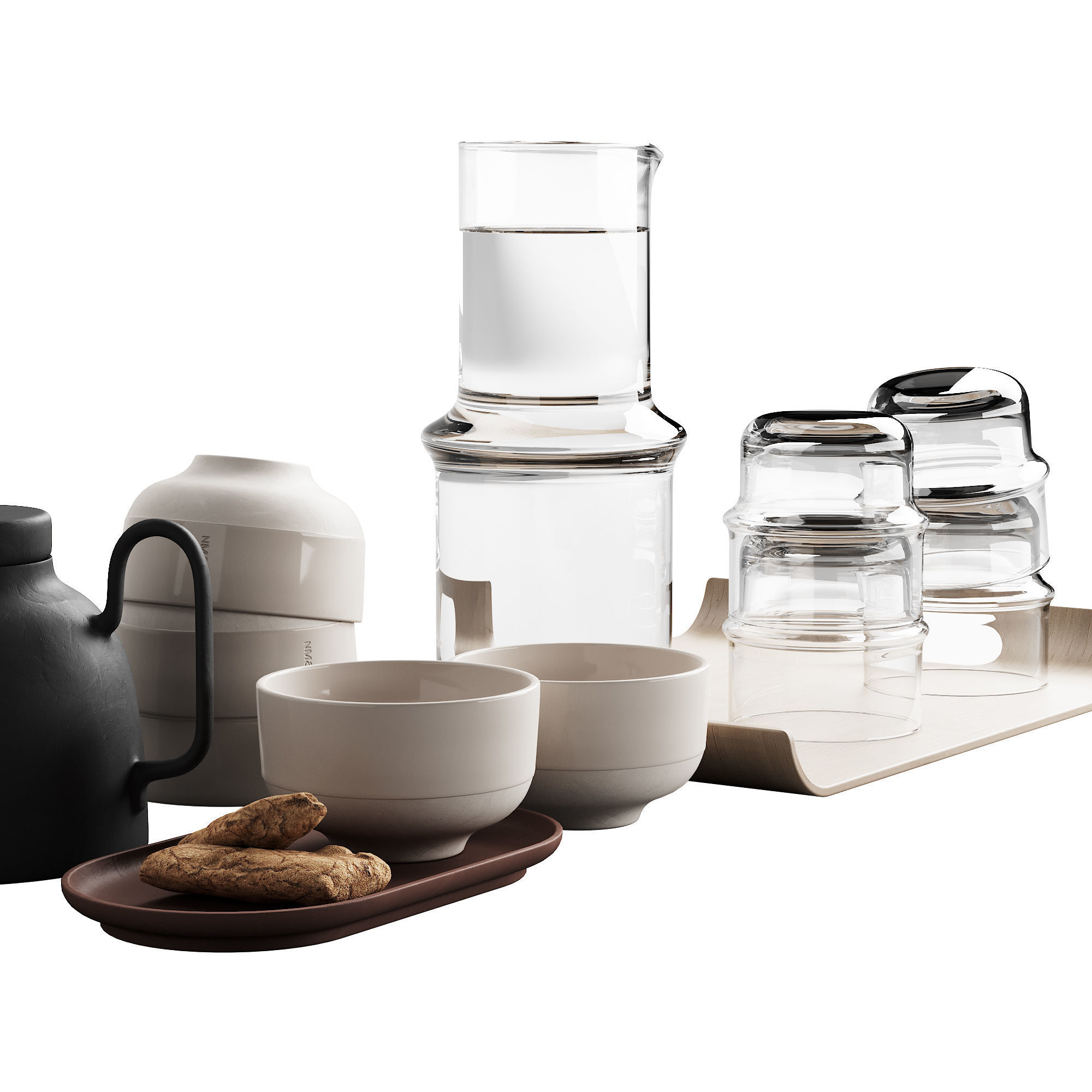 405 eat and drinks decor set 05 tea with cookies and water 3D model_6