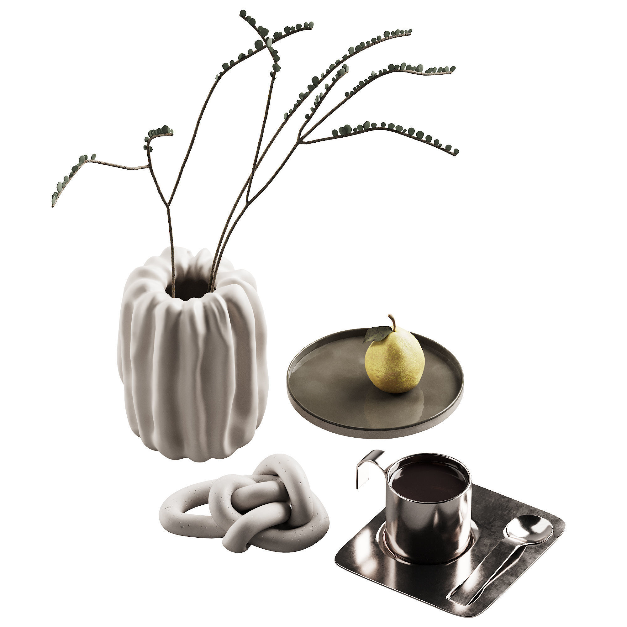 406 decorative set 041 folded vase pear and tea 3D model_5
