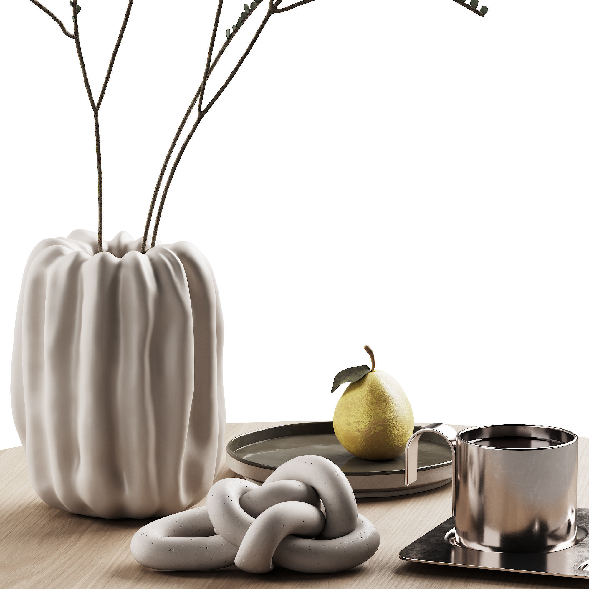 406 decorative set 041 folded vase pear and tea 3D model_4
