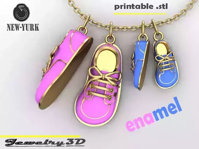 bracelet or pendant  baby  s shoes  enamel