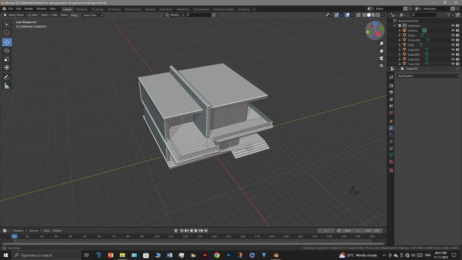 Exterior design Low-poly 3D model_9