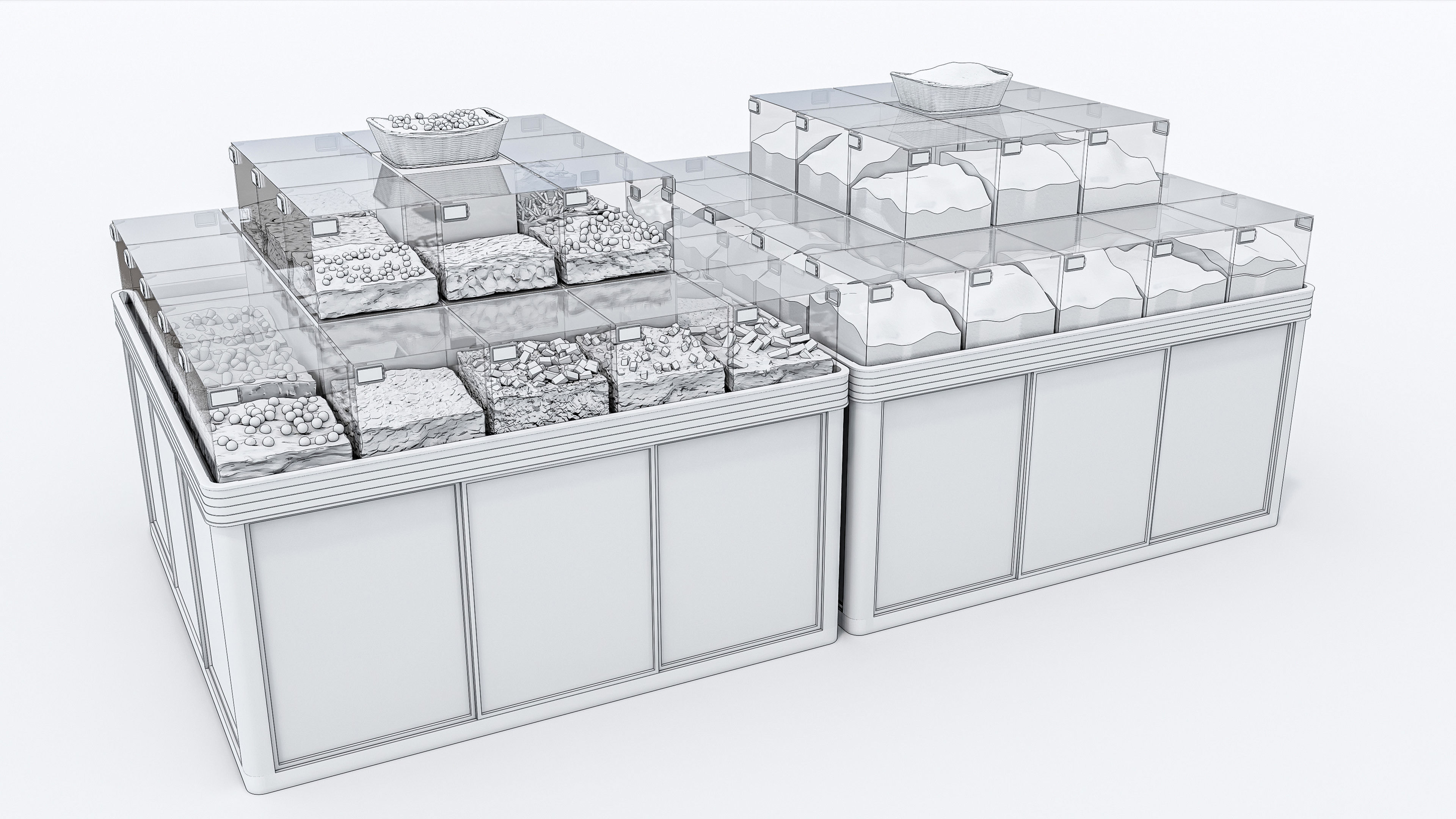 Supermarket  Grocery  stands  Shelves  Racks  Showcase  checkout 3D model_19