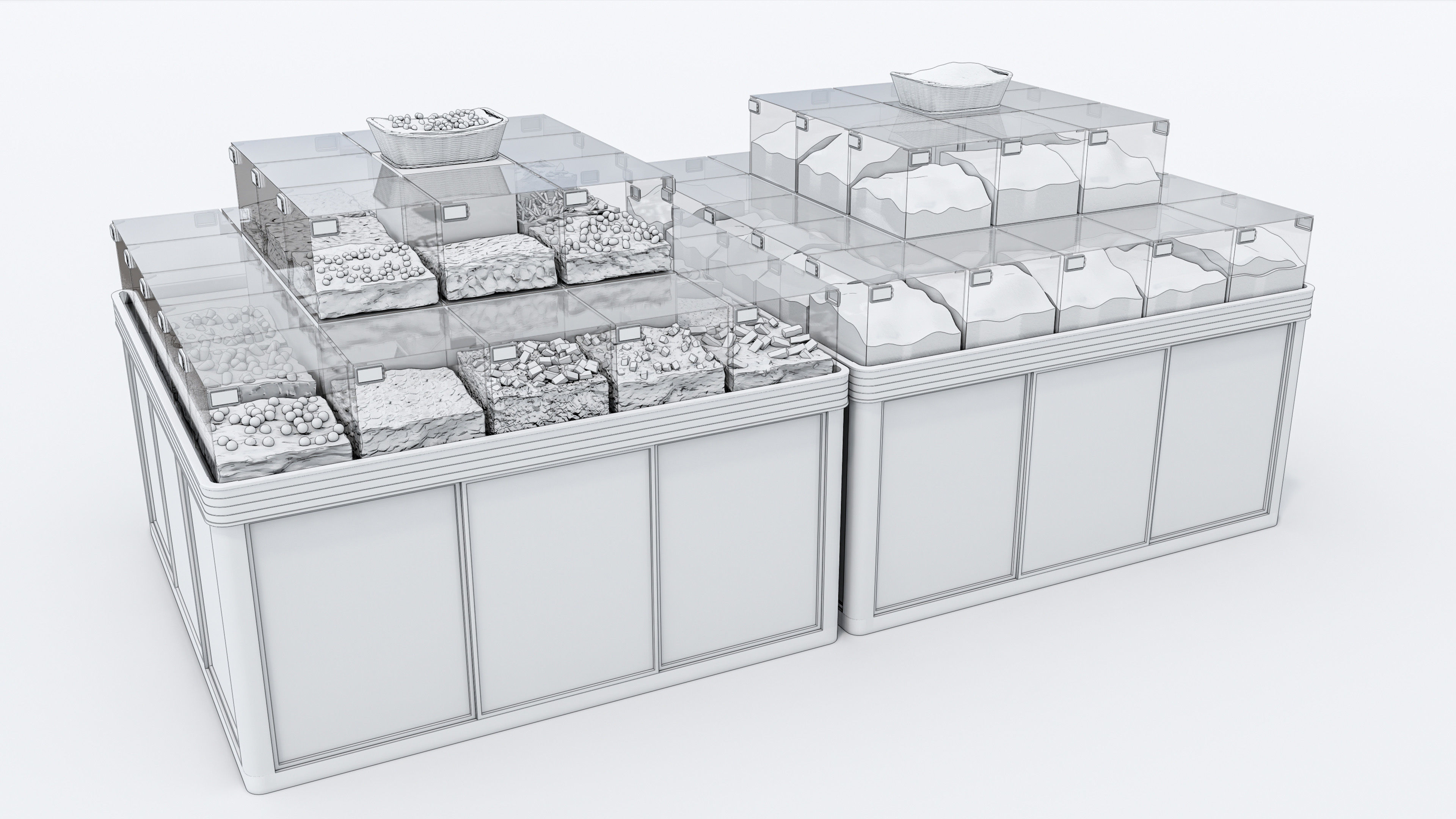 Supermarket  Grocery  stands  Shelves  Racks  Showcase  checkout 3D model_9