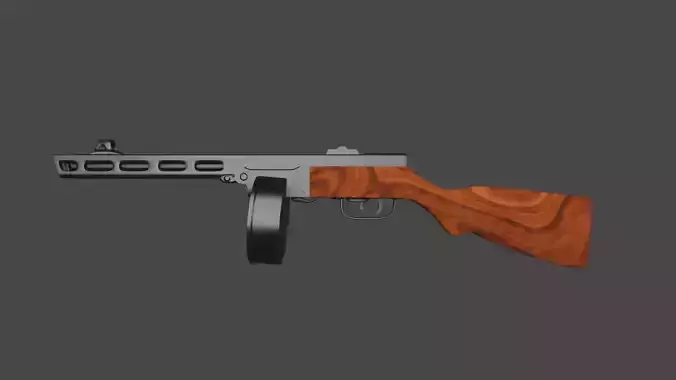WW2 PPSH 41 Submachine Gun - Game Ready Free low-poly 3D model