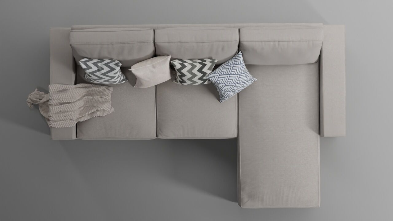 Sofa Kivik couch fabric and leather Low-poly 3D model_4