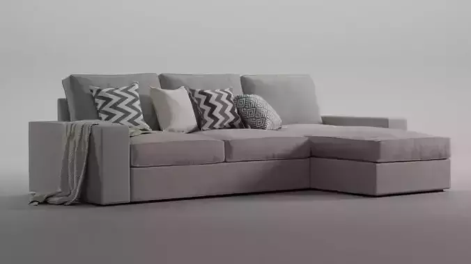 Sofa Kivik couch fabric and leather Low-poly 3D model