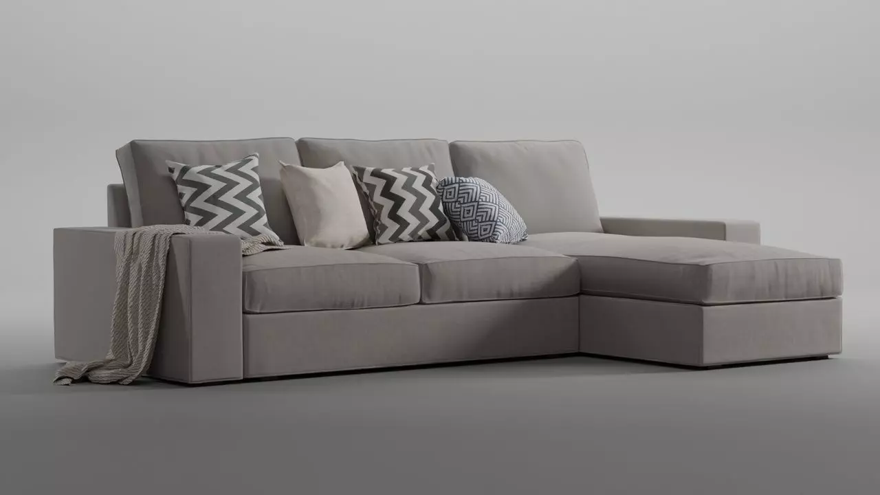 Sofa Kivik couch fabric and leather Low-poly 3D model_0