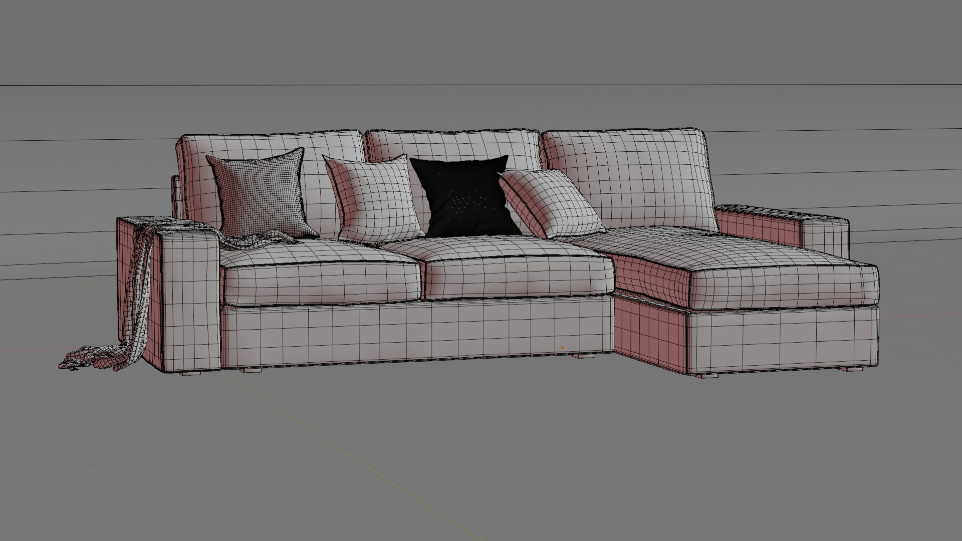 Sofa Kivik couch fabric and leather Low-poly 3D model_1